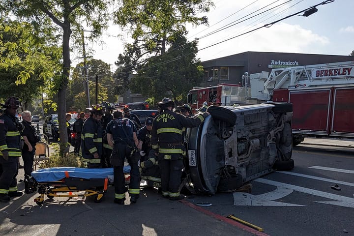 Driver taken to Highland after rollover crash in Berkeley
