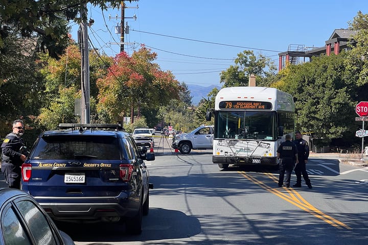 Elderly pedestrian taken to trauma hospital after bus crash